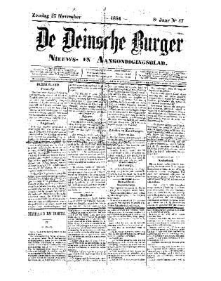 De Deinsche Burger: Zondag 23 november 1884